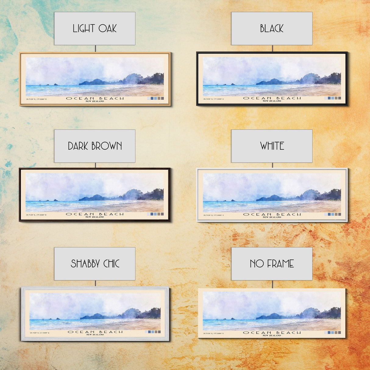 Ocean Beach, New Zealand Watercolor Print, Vacation Gift, New Zealand Wall Art, Beach Painting, Beach Decor, Large Wall Art, Wood Frame Art