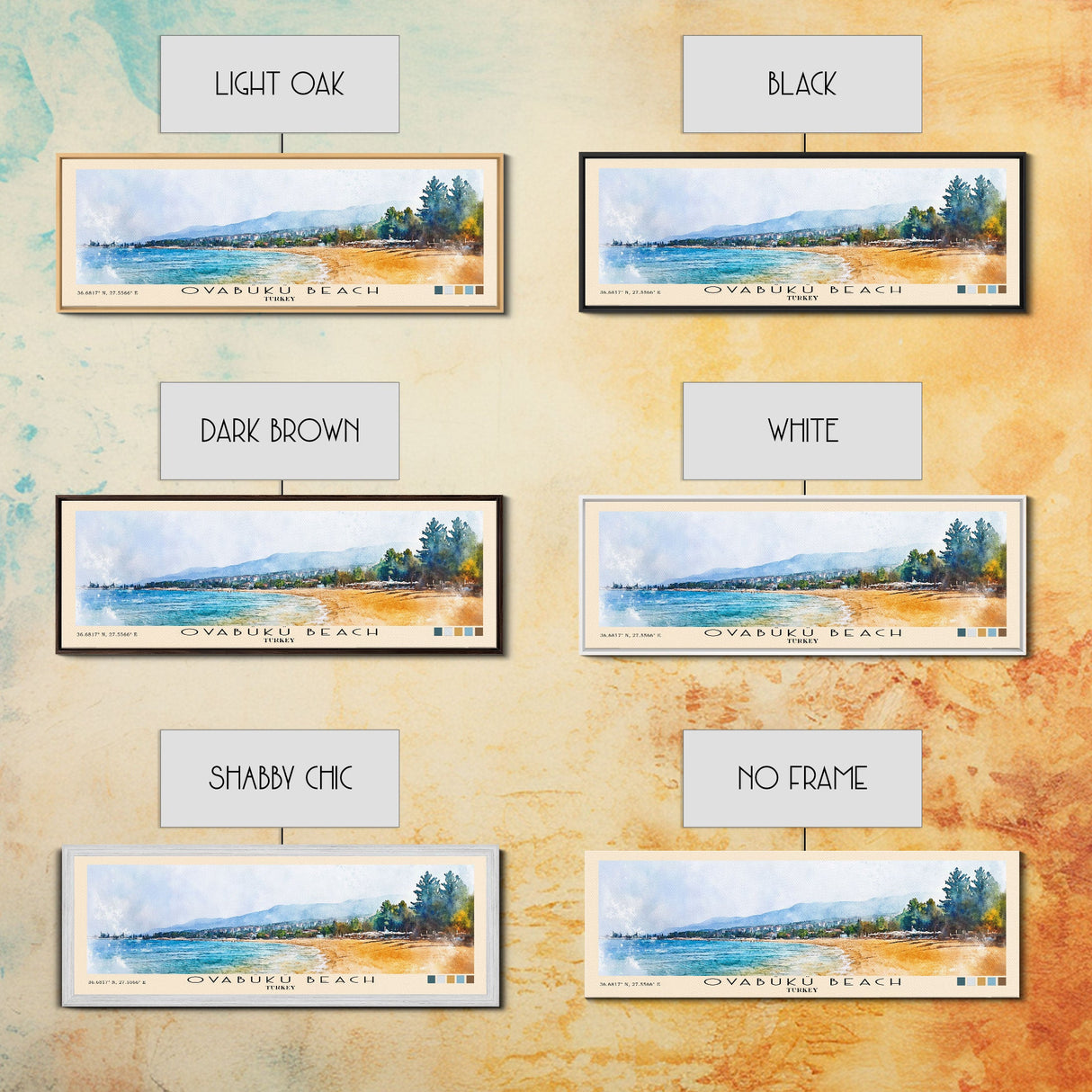 Ovabükü Beach, Turkey Watercolor Beach Print, Vacation Gift, Turkey Wall Art, Beach Painting, Beach Decor, Beach Painting