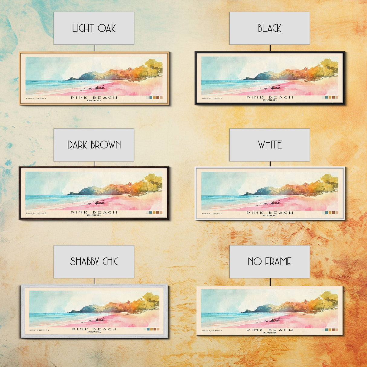 Pink Beach, Indonesia Watercolor Beach Print, Vacation Gift, Indonesia Wall Art, Beach Painting, Beach Decor, Beach Painting