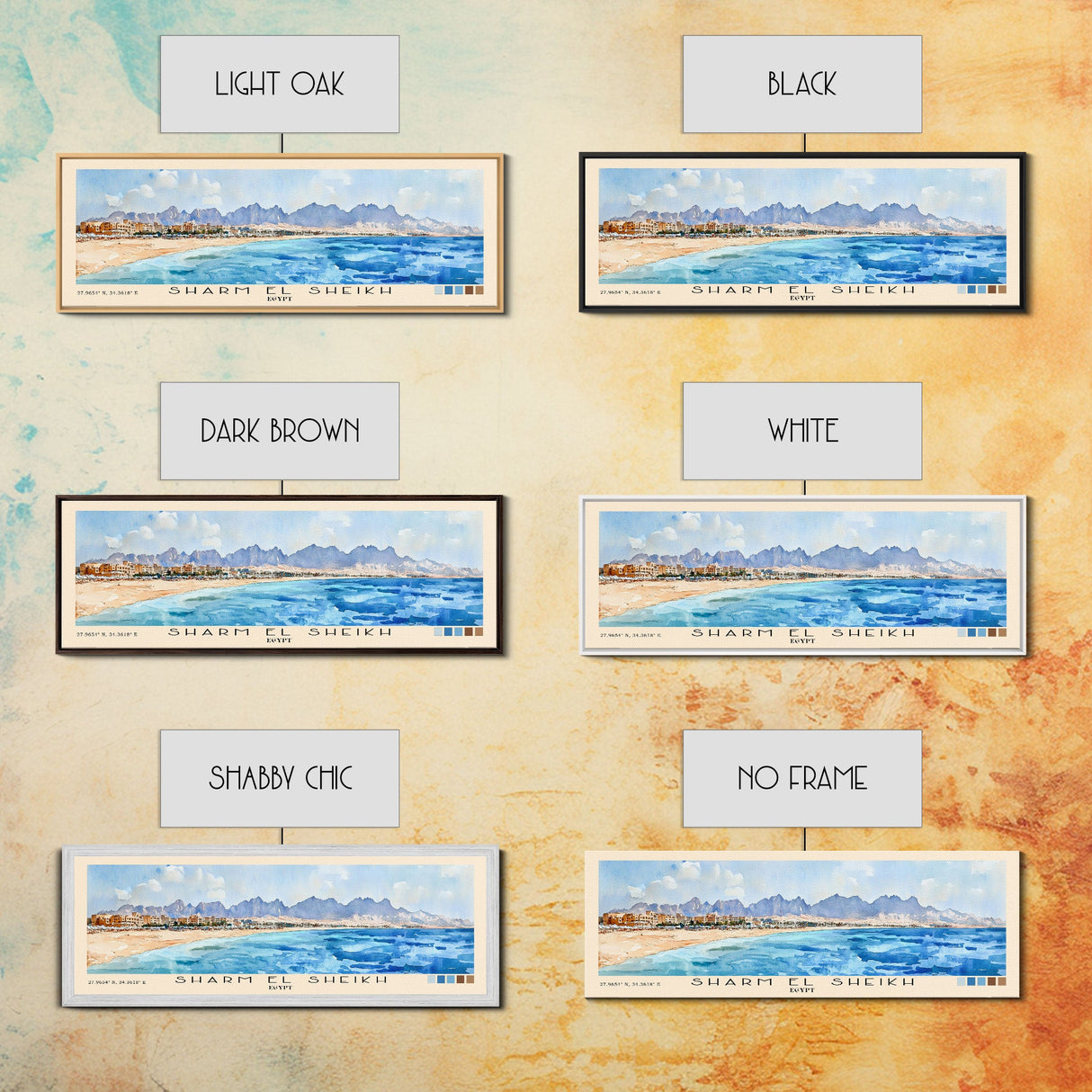 Sharm El Sheikh, Egypt Watercolor Beach Print, Vacation Gift, Egypt Wall Art, Beach Painting, Beach Decor, Beach Painting