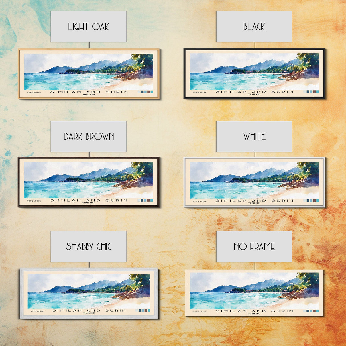 Similan and Surin, Thailand Watercolor Beach Print, Vacation Gift, Thailand Wall Art, Beach Painting, Beach Decor, Beach Painting