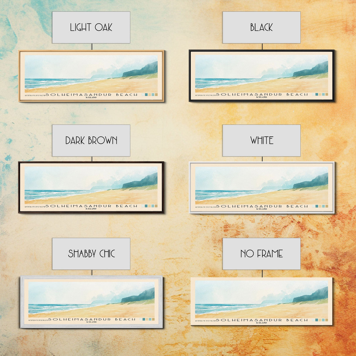 Solheimasandur Beach, Iceland Watercolor Print, Vacation Gift, Iceland Wall Art, Beach Painting, Beach Decor, Large Wall Art, Wood Frame Art