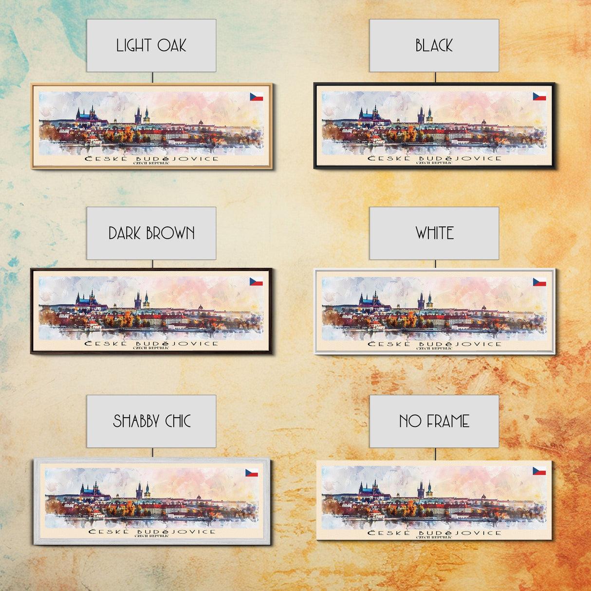 Ceske Budejovice Czech Wall Art, Panoramic Travel Poster, Panoramic Framed Canvas Print, City Wall Art, Wall Hanging Home Decor, Travel Art