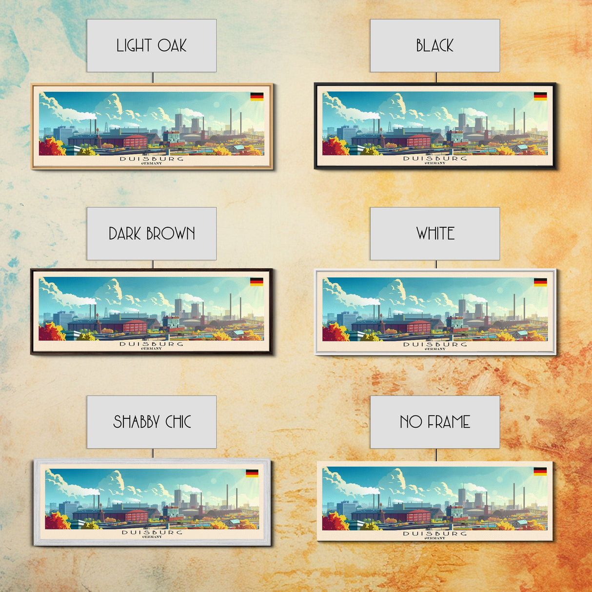 Duisburg Germany Wall Art, Panoramic Travel Poster, Panoramic Framed Canvas Print, City Wall Art, Wall Hanging Home Decor, Travel Art