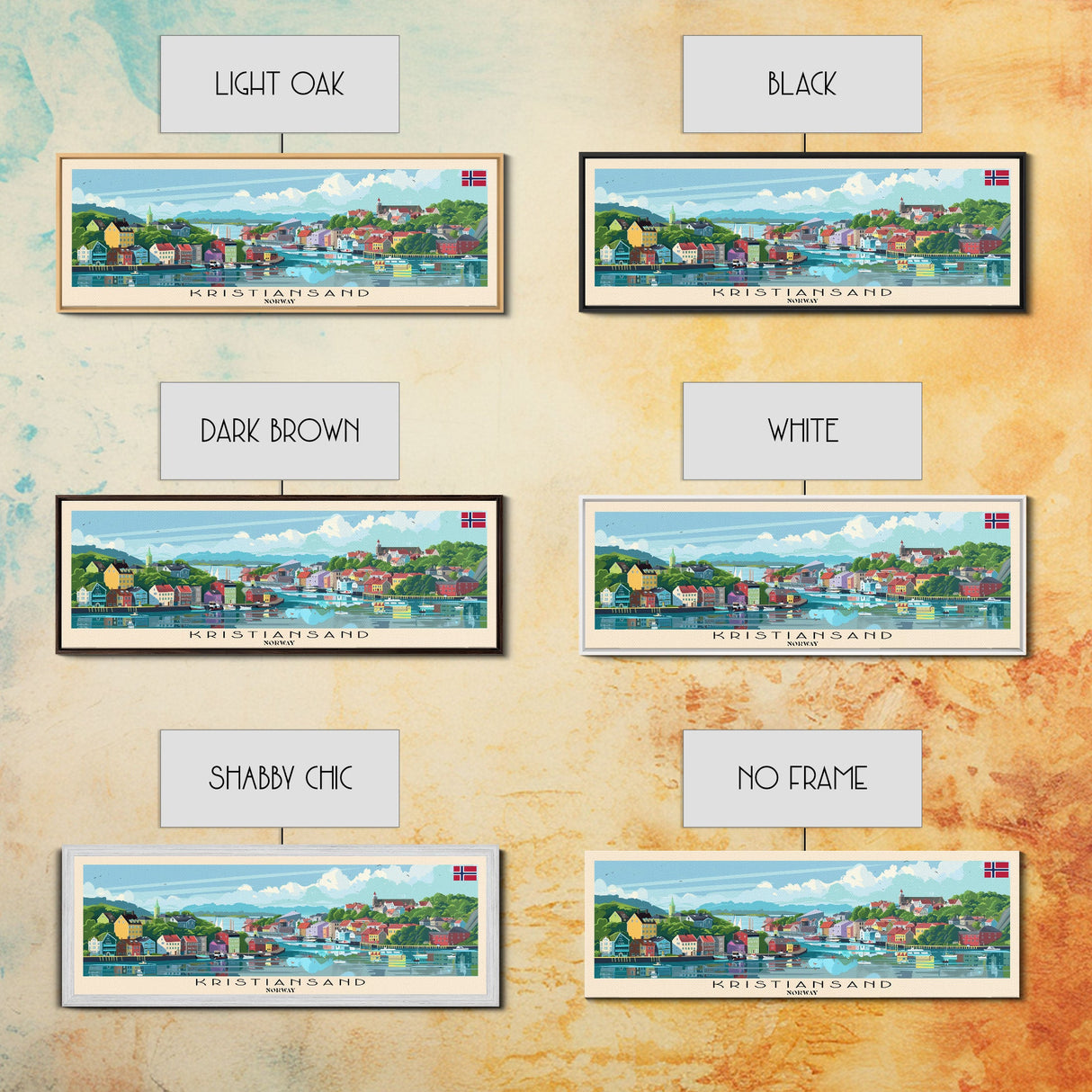 Kristiansand Norway Wall Art, Panoramic Travel Poster, Panoramic Framed Canvas Print, City Wall Art, Wall Hanging Home Decor, Travel Art