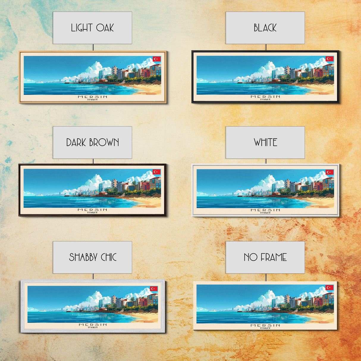 Mersin Turkey Wall Art, Panoramic Travel Poster, Panoramic Framed Canvas Print, City Wall Art, Wall Hanging Home Decor, Travel Art