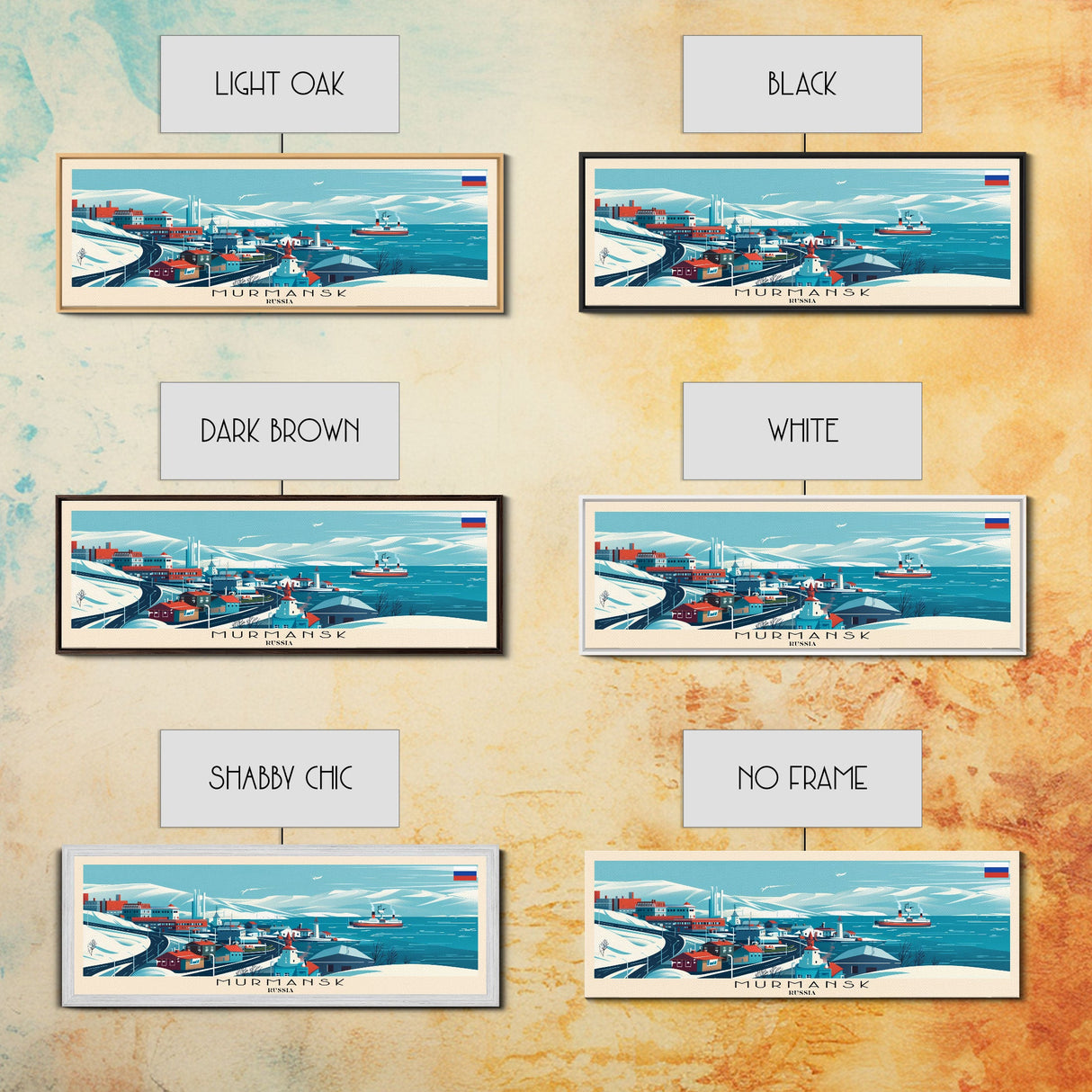 Murmansk Russia Panoramic Travel Poster, Framed Canvas Print or Metal Wall Art, Travel Art, Home Decor, Panoramic Painting, Midcentury Art