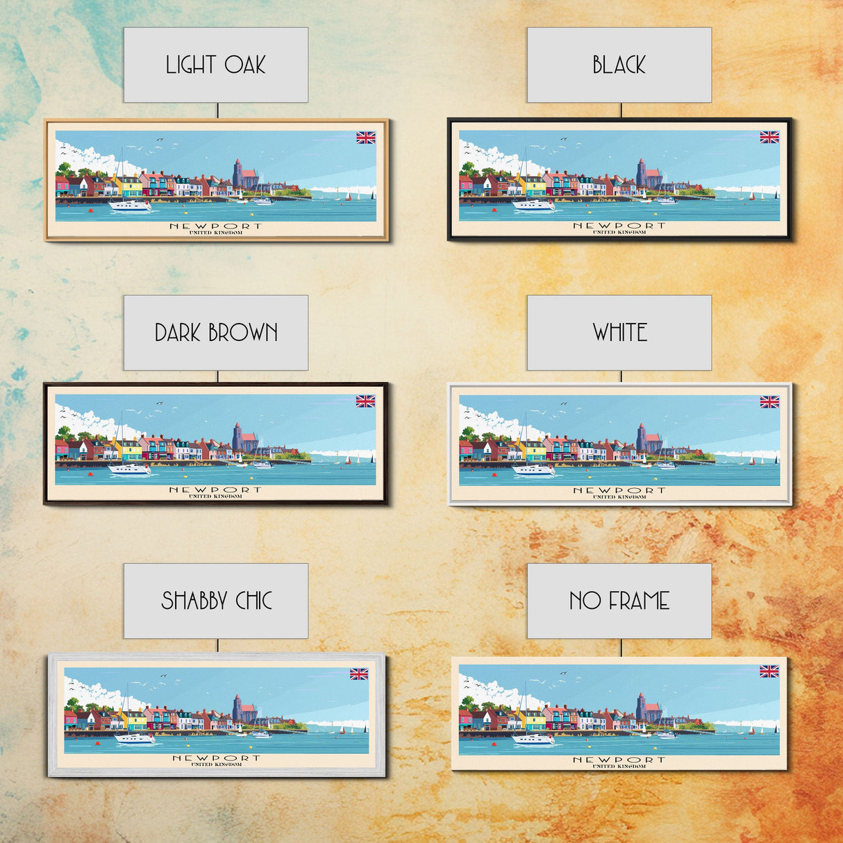 Newport United Kingdom Travel Print Wall Art, Panoramic City Art, Travel Art, Wall Decor, Vacation Gift, Framed Canvas Print Or Metal Art