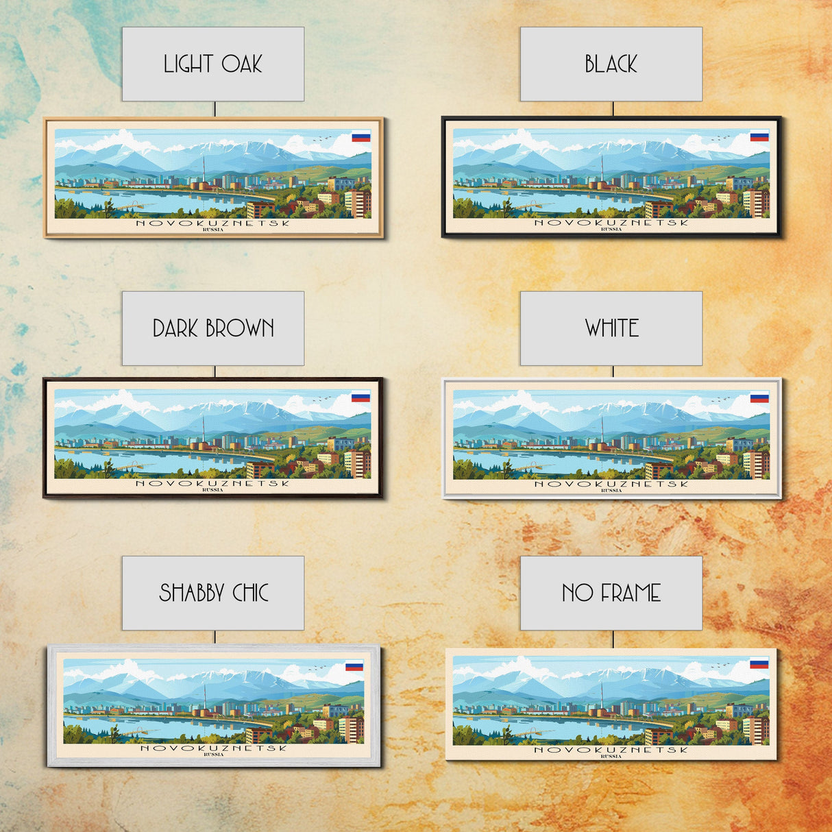 Novokuznetsk Russia Panoramic Travel Poster, Framed Canvas Print or Metal Wall Art, Travel Art, Home Decor, Panoramic Painting, Midcentury Art