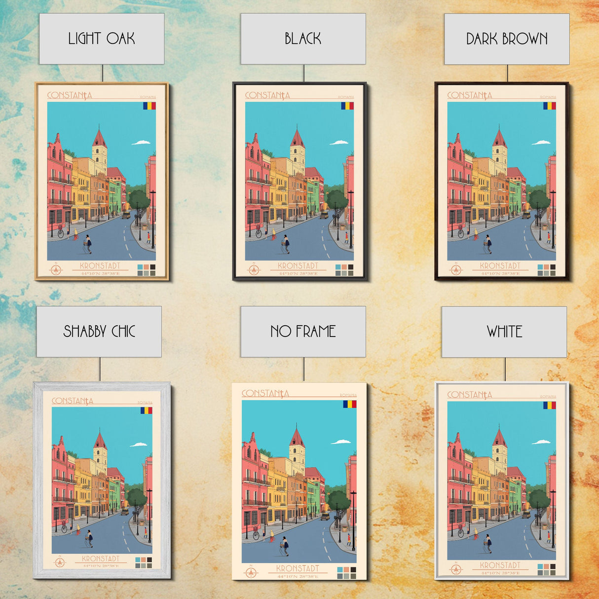Constanta Romania Travel Poster Framed Canvas Print, Midcentury Modern Art, Pop Art Wall Decor, Home Decor, Vacation Gift, Living Room Art