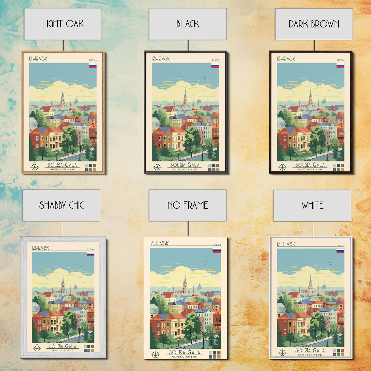 Izhevsk Russia Travel Poster Framed Canvas Print, Midcentury Modern Art, Pop Art Wall Decor, Scenic Living Room Art, Bedroom Gift