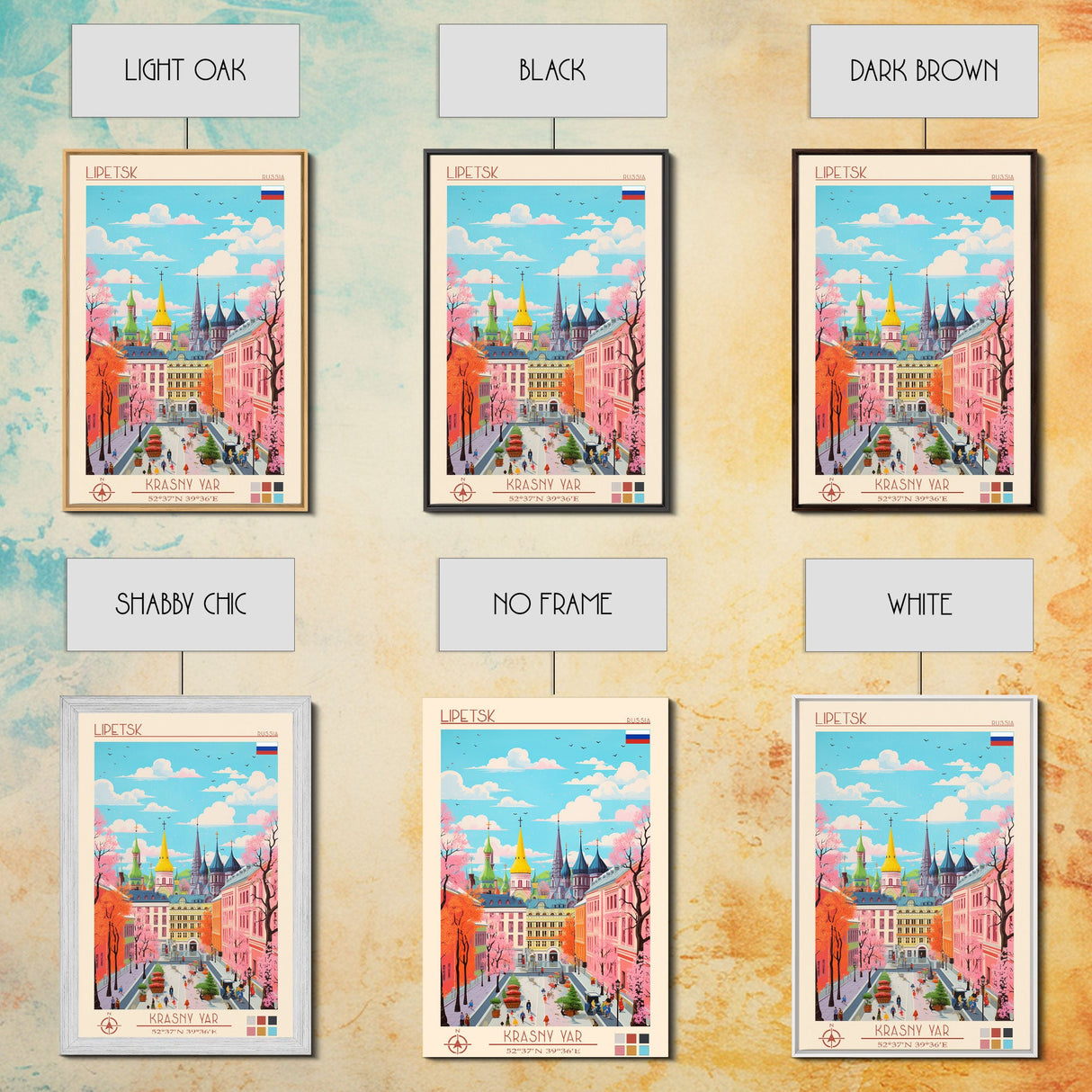 Lipetsk Russia Travel Poster Framed Canvas Print, Midcentury Modern Art, Pop Art Wall Decor, Scenic Art, Home and Office Decoration
