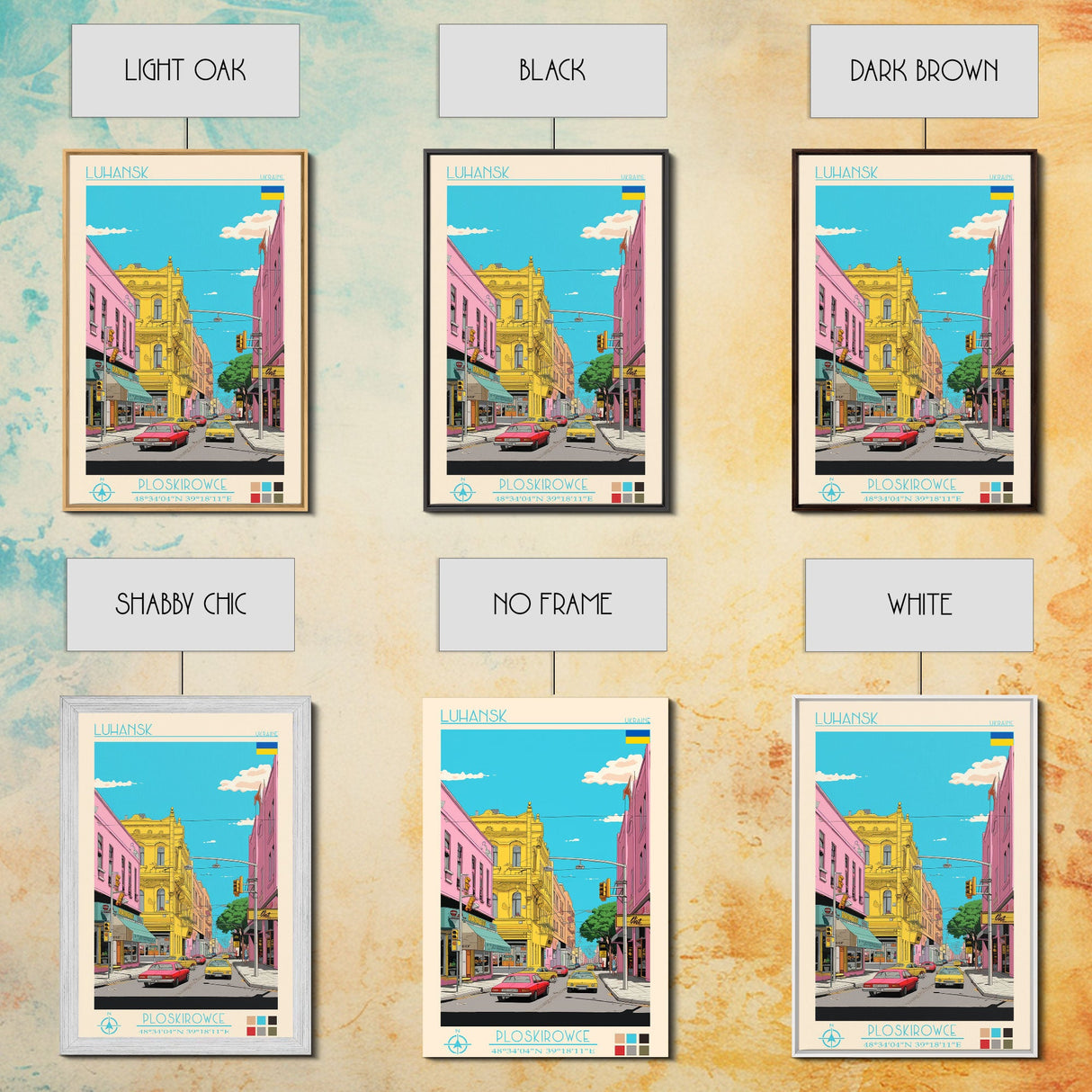 Luhansk Ukraine Travel Poster Framed Canvas Print, Wall Decor, Midcentury Modern Art, Pop Art, Scenic Art for Bedroom and Office