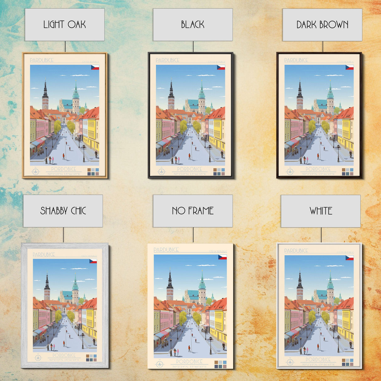 Pardubice Czech Republic Travel Poster Framed Canvas Print, Midcentury Modern Art, Pop Art Wall Decor, Home Decor, Vacation Gift, Bedroom Art