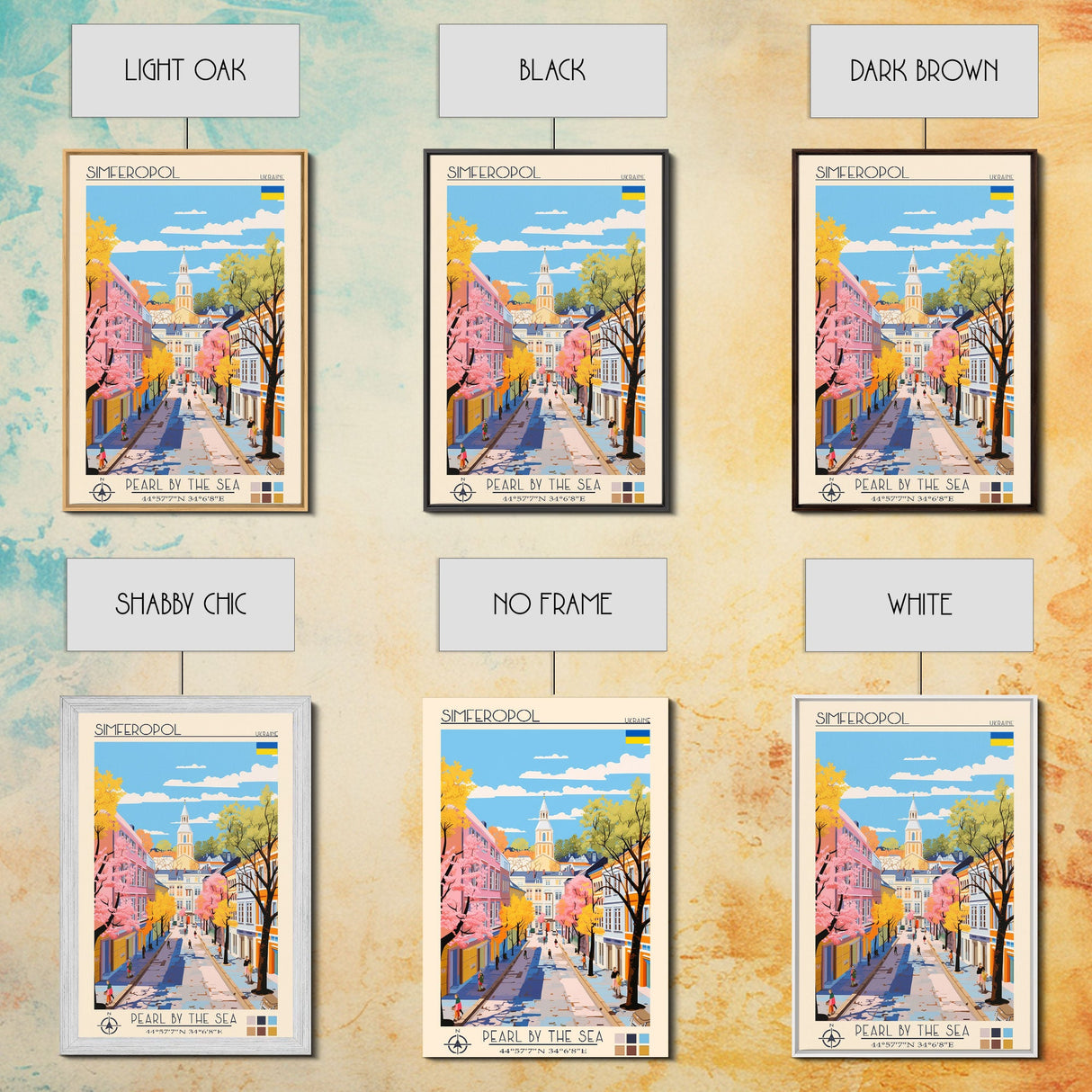 Simferopol Ukraine Travel Poster Framed Canvas Print, Midcentury Modern Art, Pop Art Wall Decor, Living Room Art, Vacation Gift