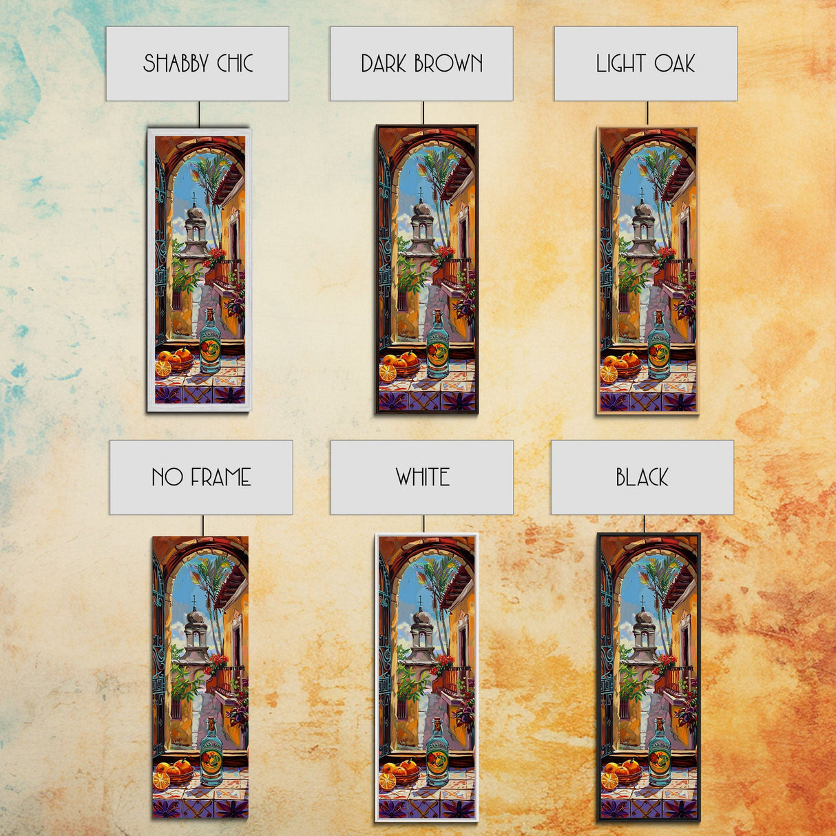 Framed and Printed Vertical Rustic Still Life Printed Canvas, Textured Canvas Painting, Spanish Style Kitchen Art, Abstract Modern Wall Art