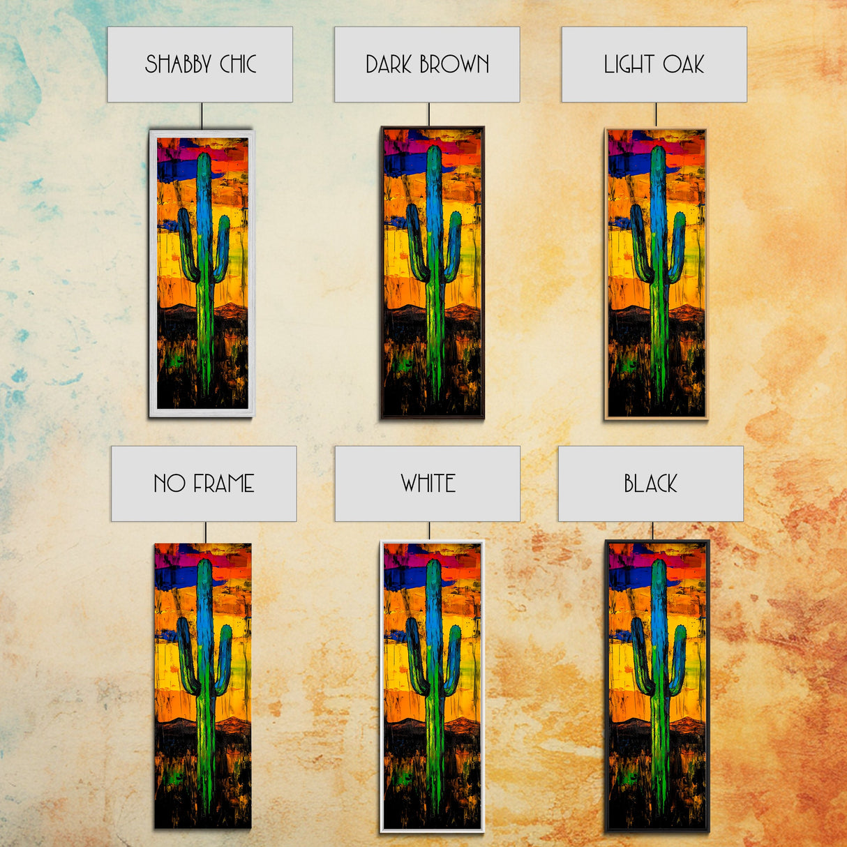Vibrant Cactus Sunset Canvas Print, Southwest Wall Art, Desert Art, Bright Colorful Wall Art, Moody Art, Joshua Tree Art, Gift Idea, Vertical Wall Art