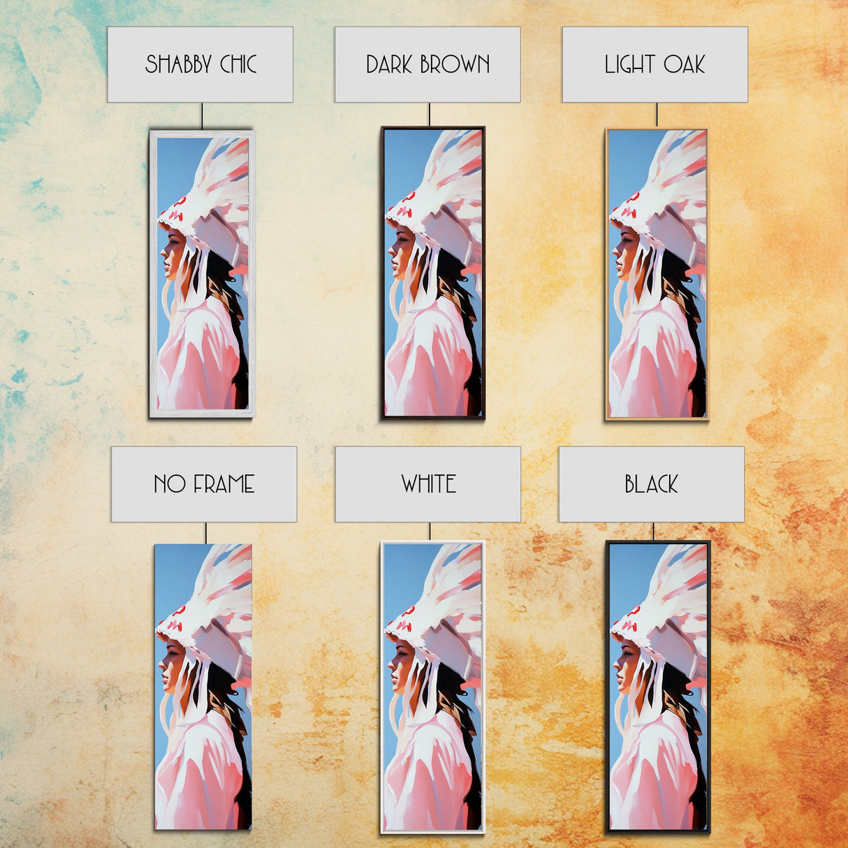 Pink Headdress Woman Canvas Print Wall Art Colorful Graffiti Wall Art Tall Narrow Art