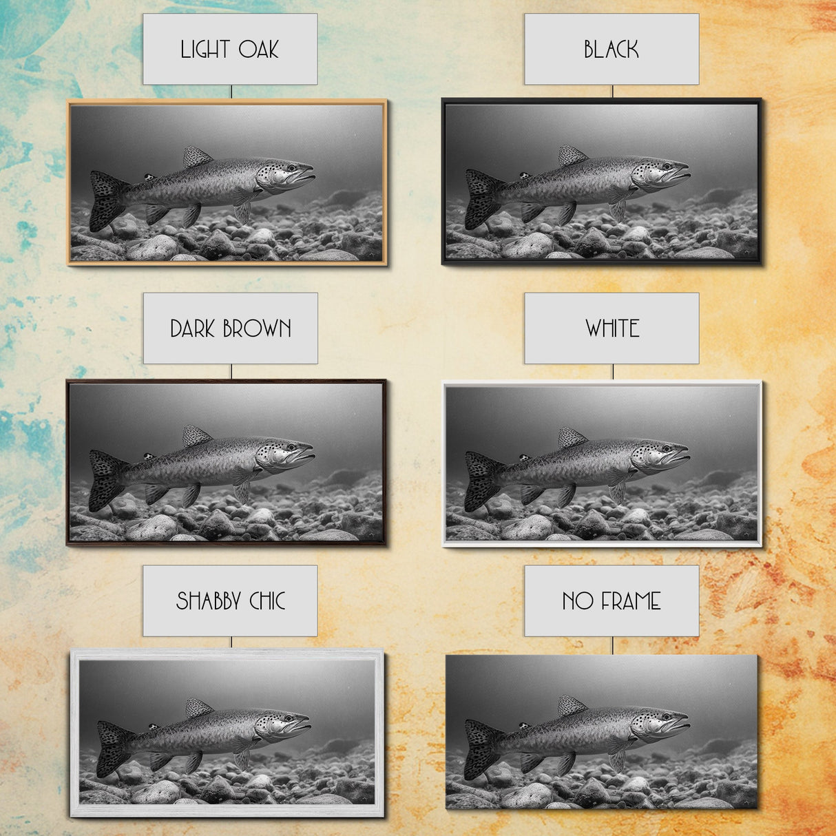 Trout, Fly Fishing Art, Rustic Decor, Coastal Wall Art, Lake Tahoe Art, Fishing Art, Nautical Painting, Framed Canvas Print