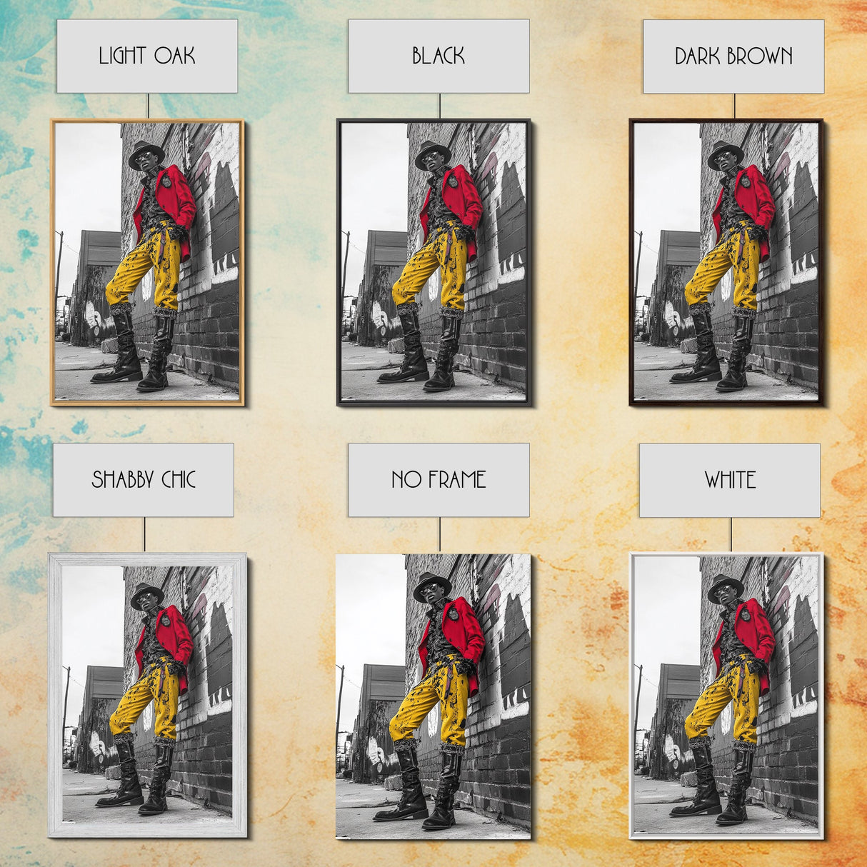Urban fashion, chicano art, graffiti wall art, framed canvas print, moody cityscape, street style, afrocentric wall art, edgy decor
