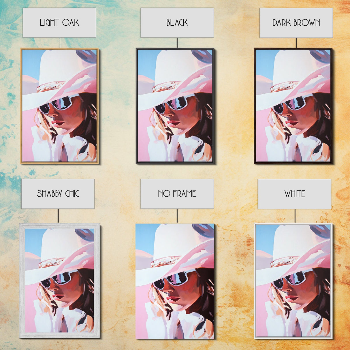 Pink Cowgirl Portrait, black cowgirl painting, western art, pink wall art for dorm, rustic decor, framed canvas print, gift idea for her