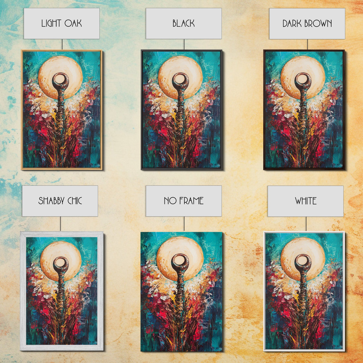 Sacred Symbol Artwork, sacred geometry wall art, abstract energy art, teal wall art, mystical artwork, framed canvas print, boho art, moody art