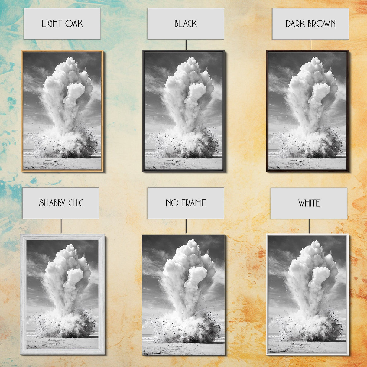 Explosion art, science art, moody art, dark romance painting, wabi sabi art, unique wall art, rustic decor, canvas print, above sofa art