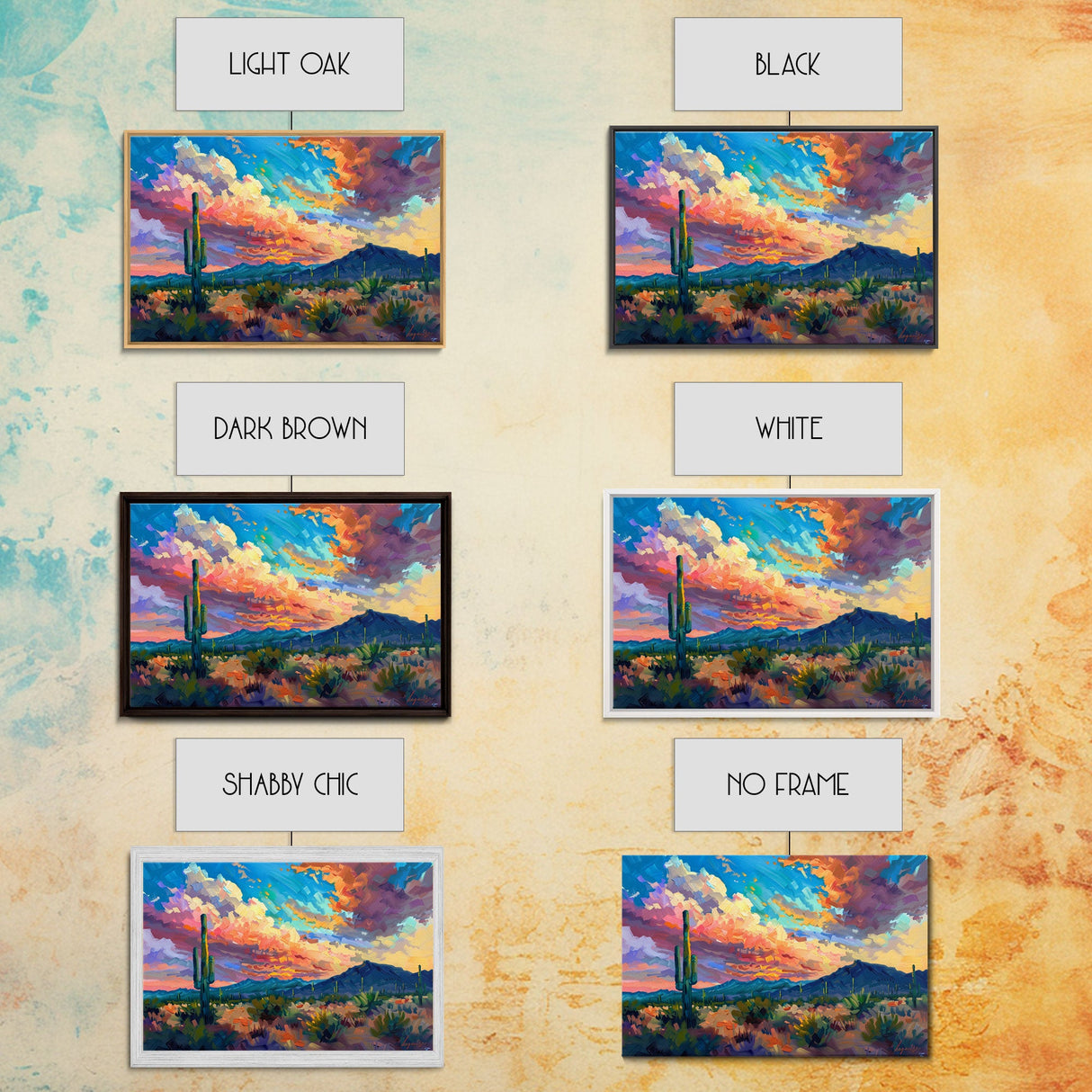 Saguaro Cactus Pop Art Oil Painting Canvas Print, Sedona Arizona, Grand Canyon Painting, Desert Landscape, Southwestern Decor, Kitsch Art