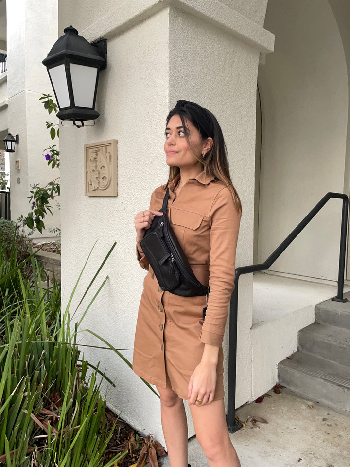 Leather RFID Blocking Organizer Waist Pack