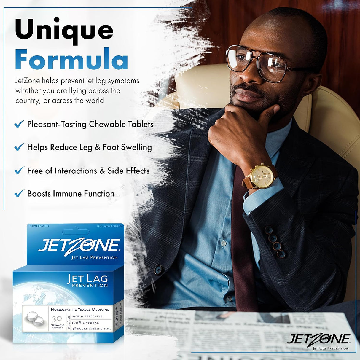 JetZone® Homeopathic Jet Lag Relief Tablets | TSA-Friendly Travel Remedy | Made in USA