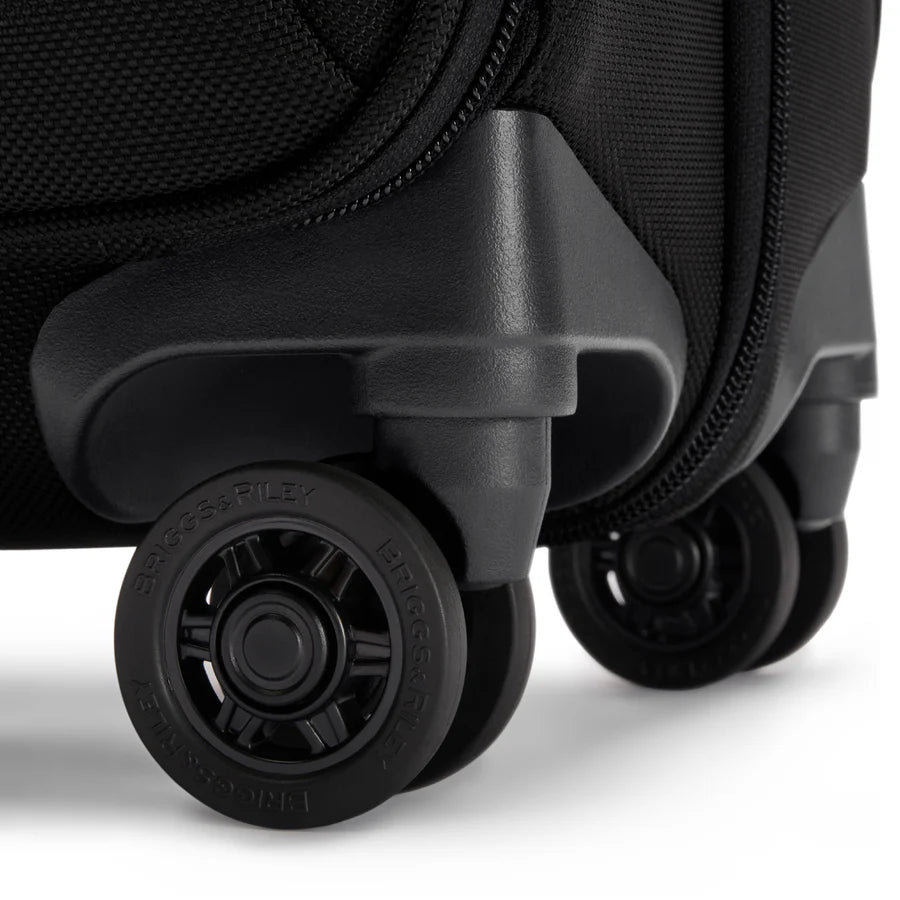Briggs & Riley @work Large Spinner Brief in Black - Close-up of spinner wheels