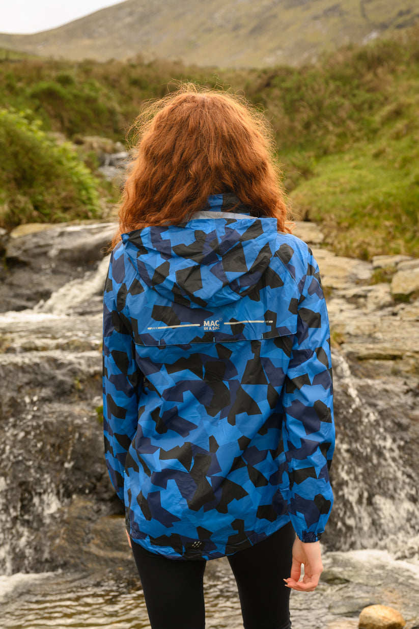 Blue Camo Mac-In-A -Sac Origin II Rain Coat