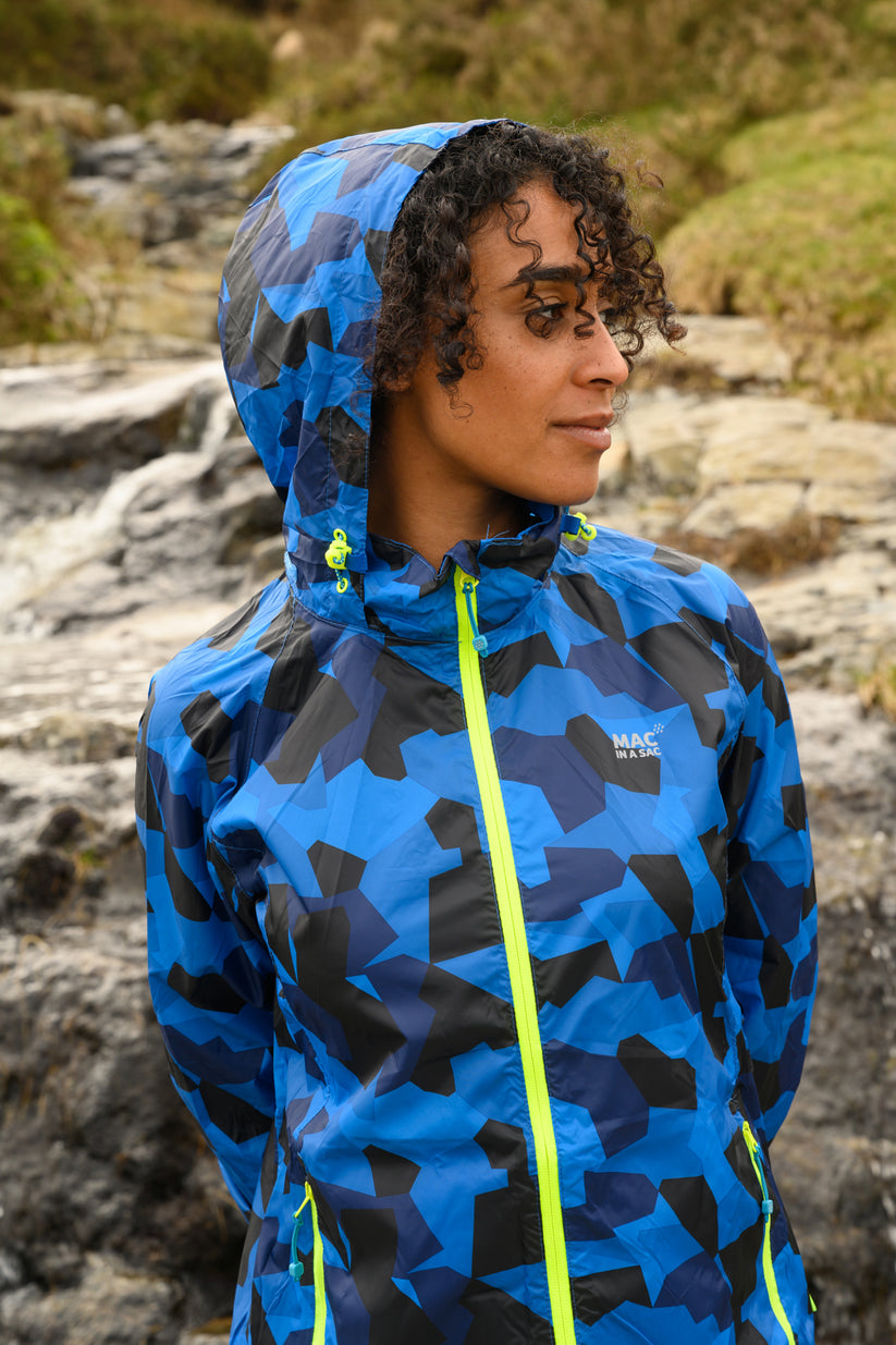 Blue Camo Mac-In-A -Sac Origin II Rain Coat