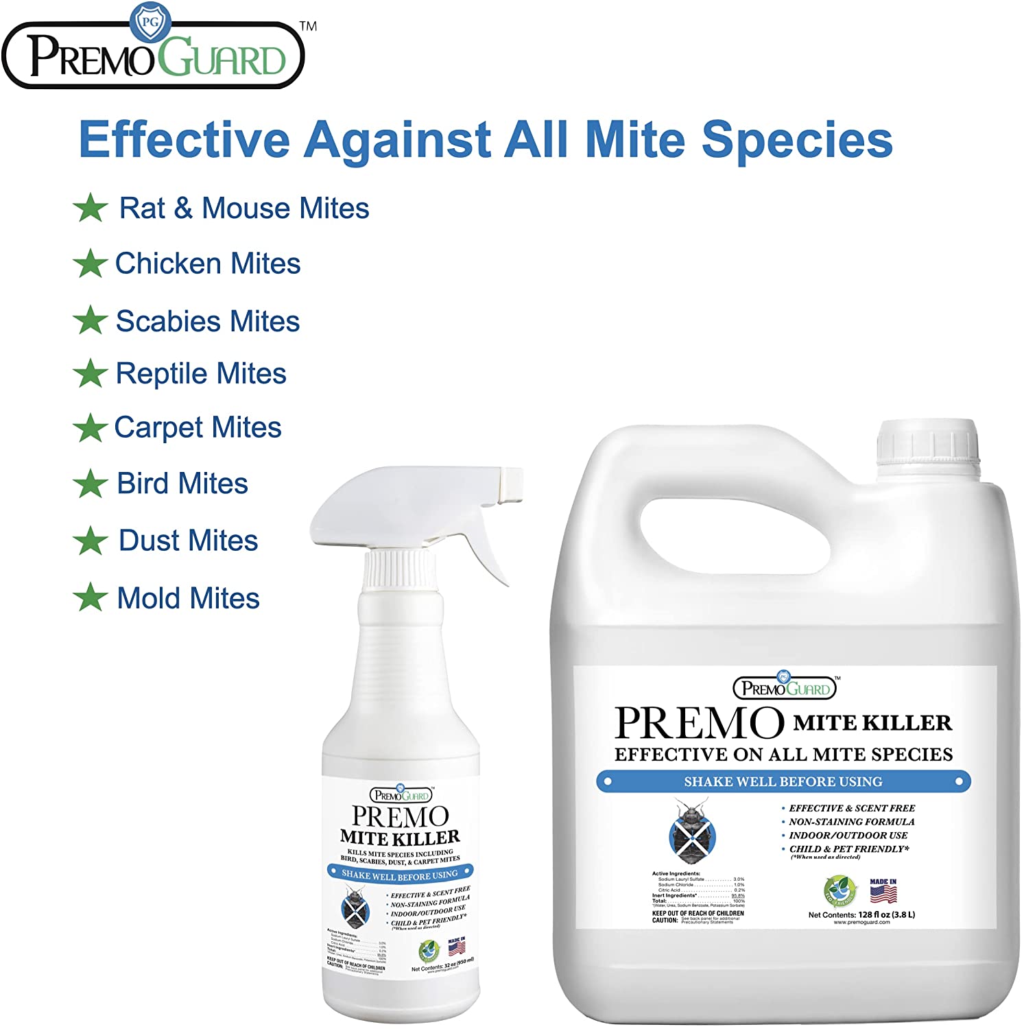 Mite Killer Spray 32 oz - All Natural Non-Toxic - By Premo Guard