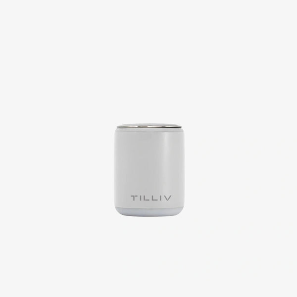 TILLIV Nano Pump in white, viewed from the front, with a chrome rim around the top