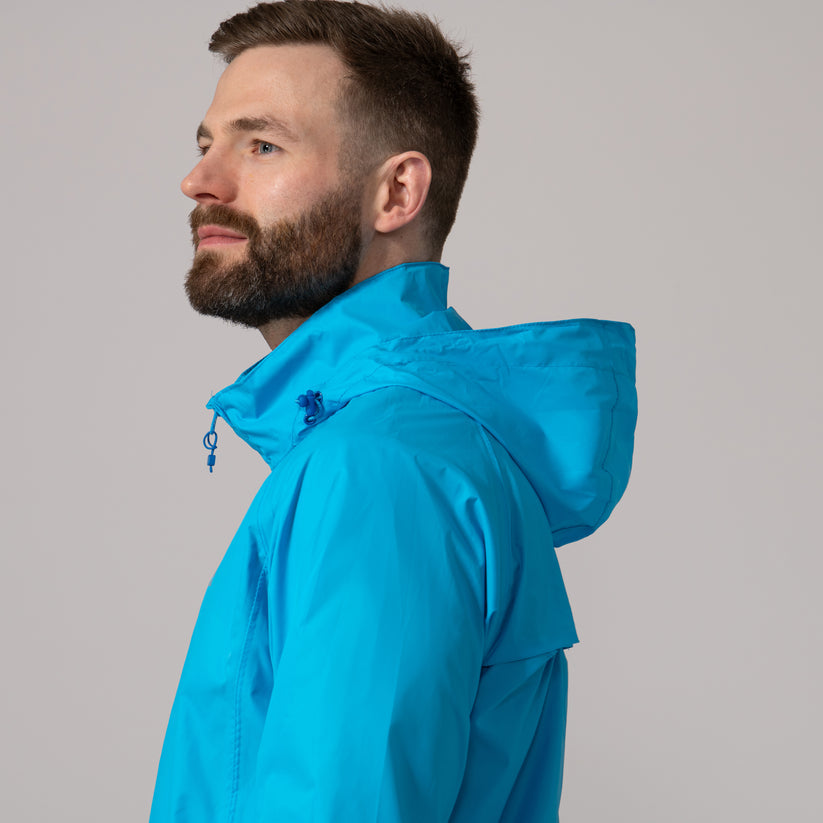 Neon Blue Mac-In-A -Sac Origin II Rain Coat