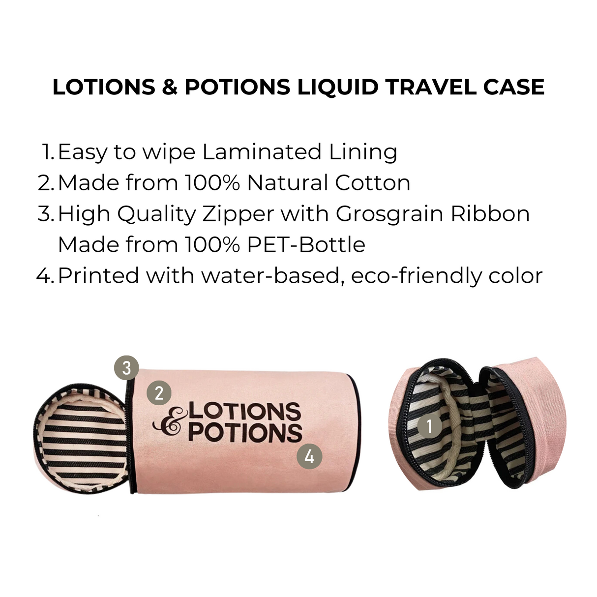 Lotions & Potions, Liquid Travel Case – Pink/Blush