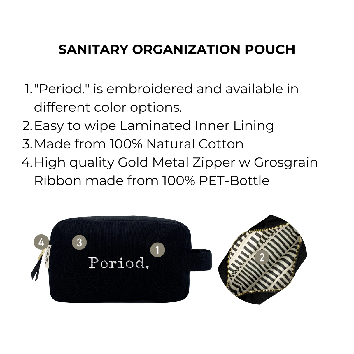 Stylish Sanitary Pouch, Black