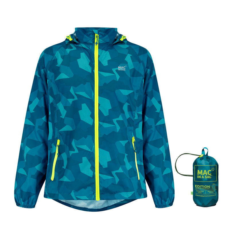Teal Camo Mac-In-A -Sac Origin II Rain Coat