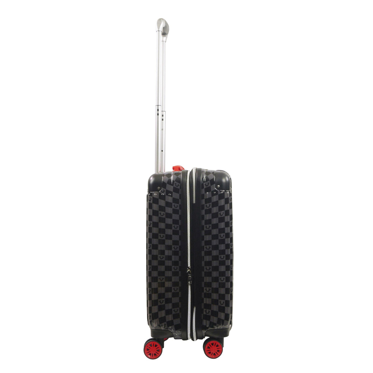 True Religion 22.5" Big Logo Black Hard Sided Checkered Carry-On Luggage