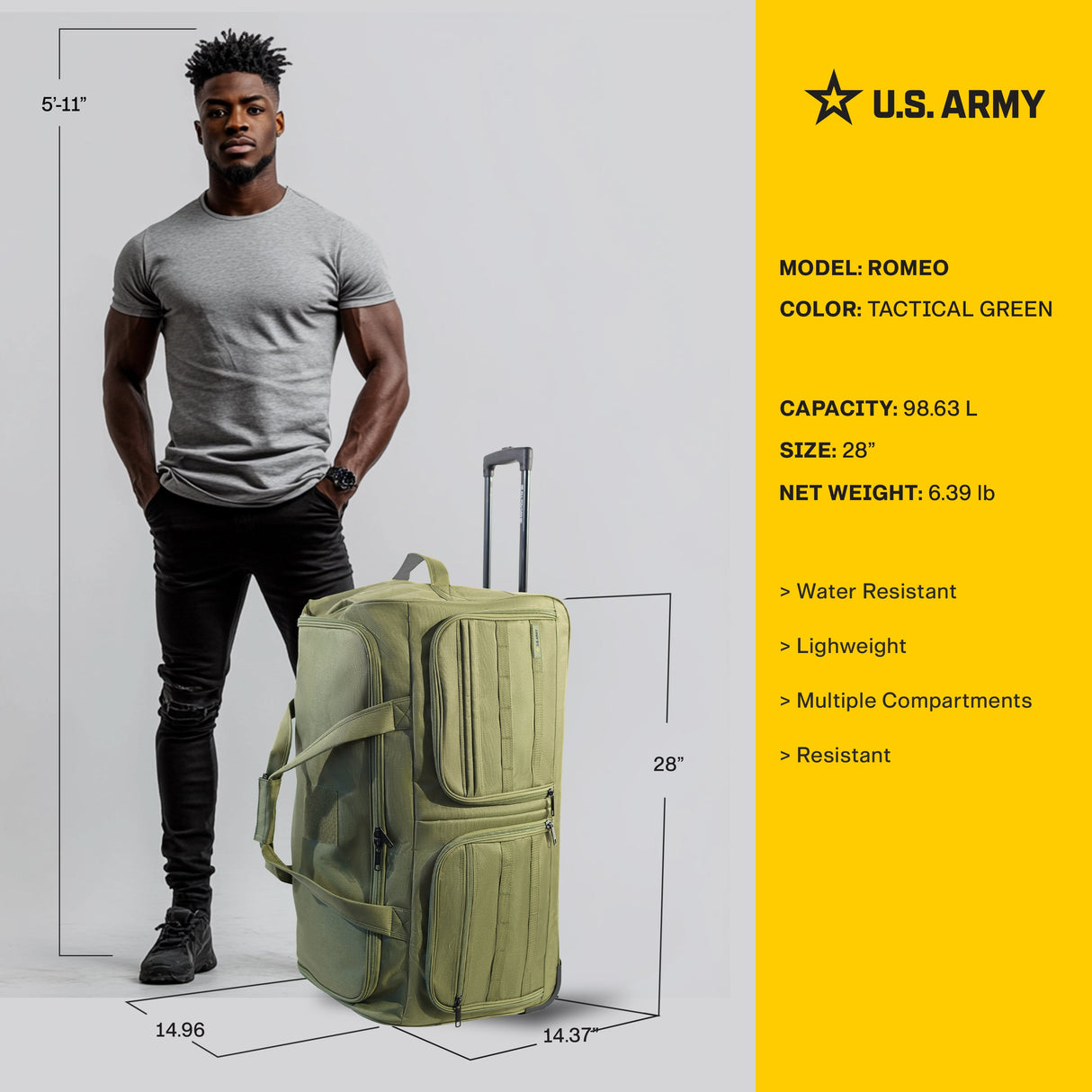 U.S. Army ROMEO 28-inch Tactical Rolling Duffel