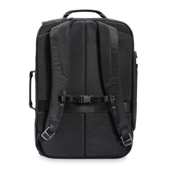 Briggs & Riley ZDX Large Convertible Backpack/Duffle in Black - Back View, Backpack Straps Deployed