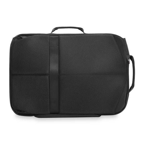 Briggs & Riley ZDX Large Convertible Backpack/Duffle in Black - Back View, Converted to Briefcase/Duffle Mode with Hideaway Straps Stowed