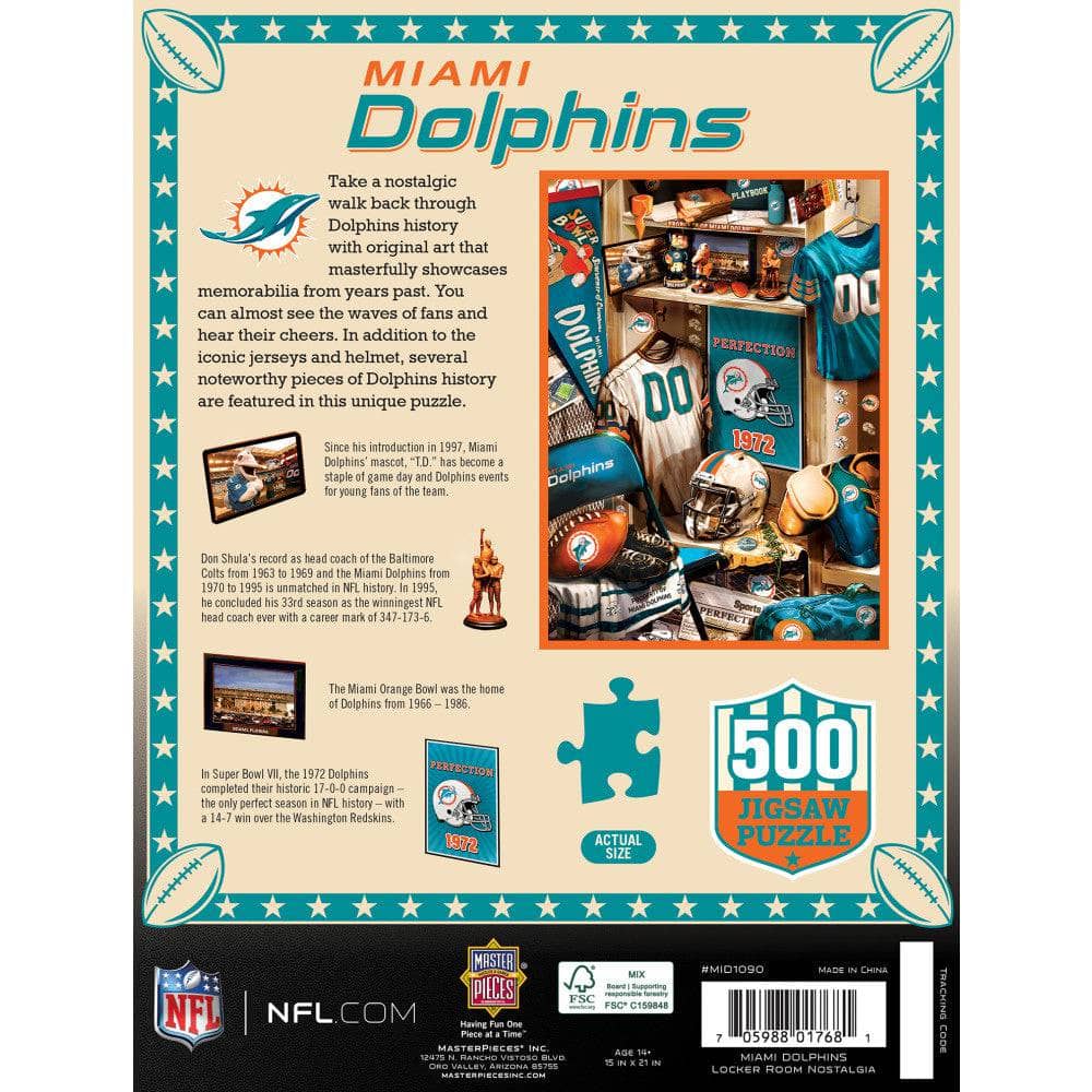 Miami Dolphins - Locker Room 500 Piece Jigsaw Puzzle