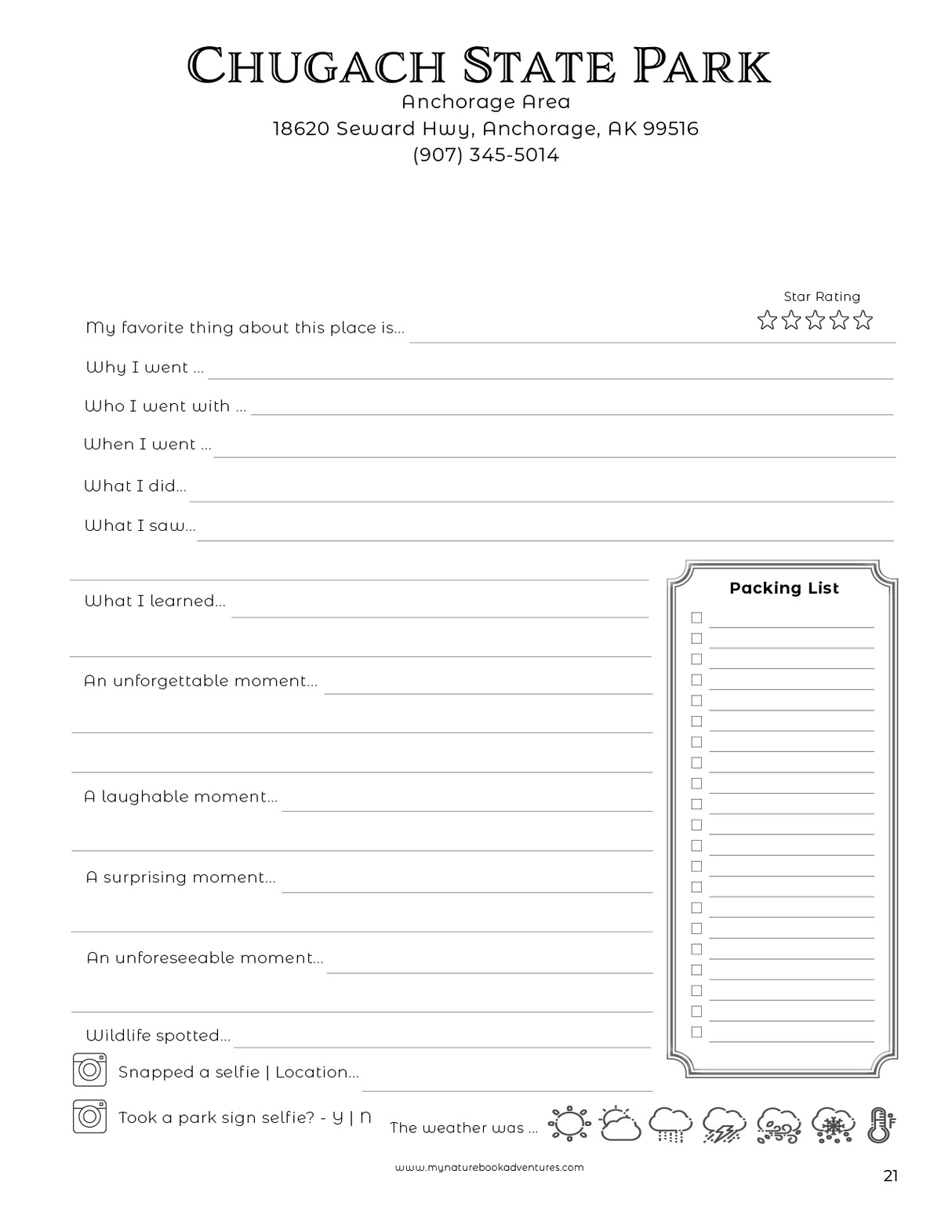 Alaska State Parks - Adventure Planning Journal