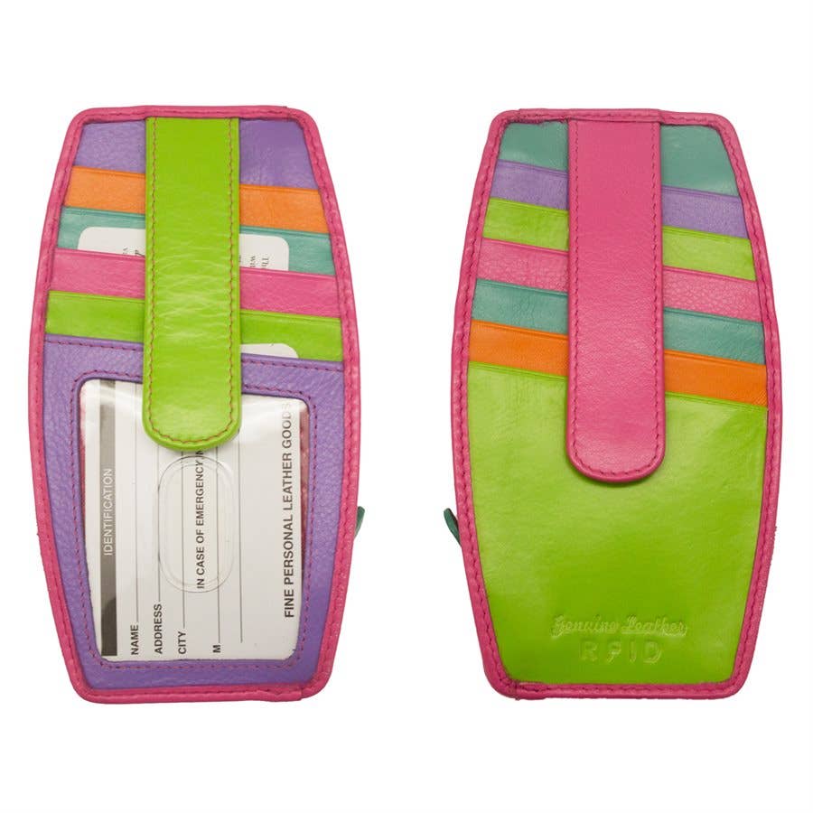 Double Sided Leather Card Holder W/Zip Pocket (7804) by ili New York