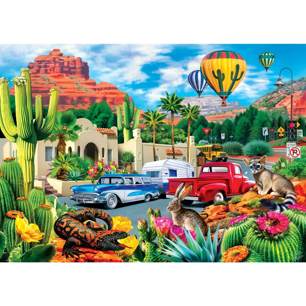 Roadsides of the Southwest - Hot Air & Cool Cars 500 Piece Jigsaw Puzzle