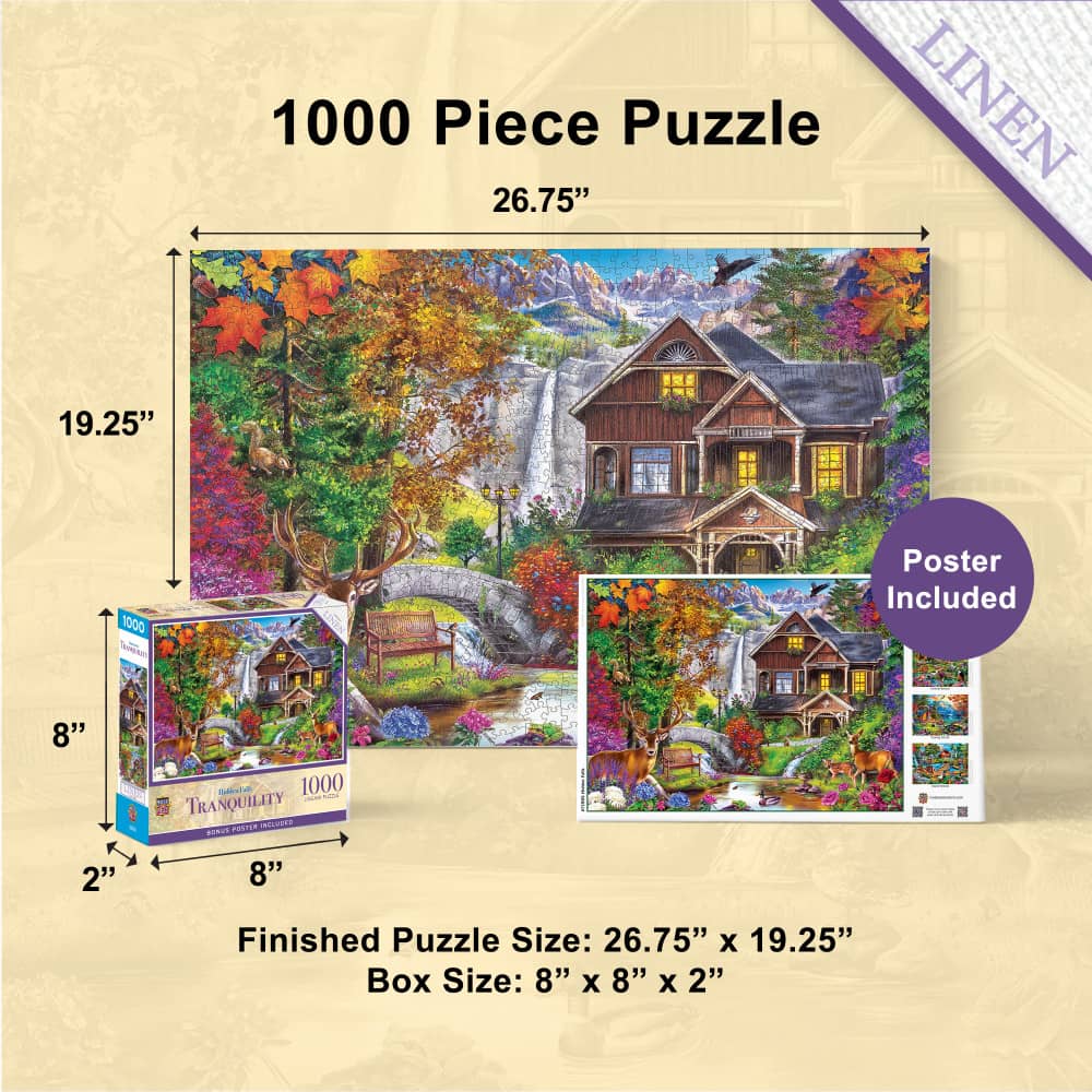 Tranquility - Hidden Falls Cottage 1000 Piece Jigsaw Puzzle