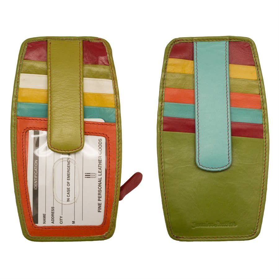 Double Sided Leather Card Holder W/Zip Pocket (7804) by ili New York