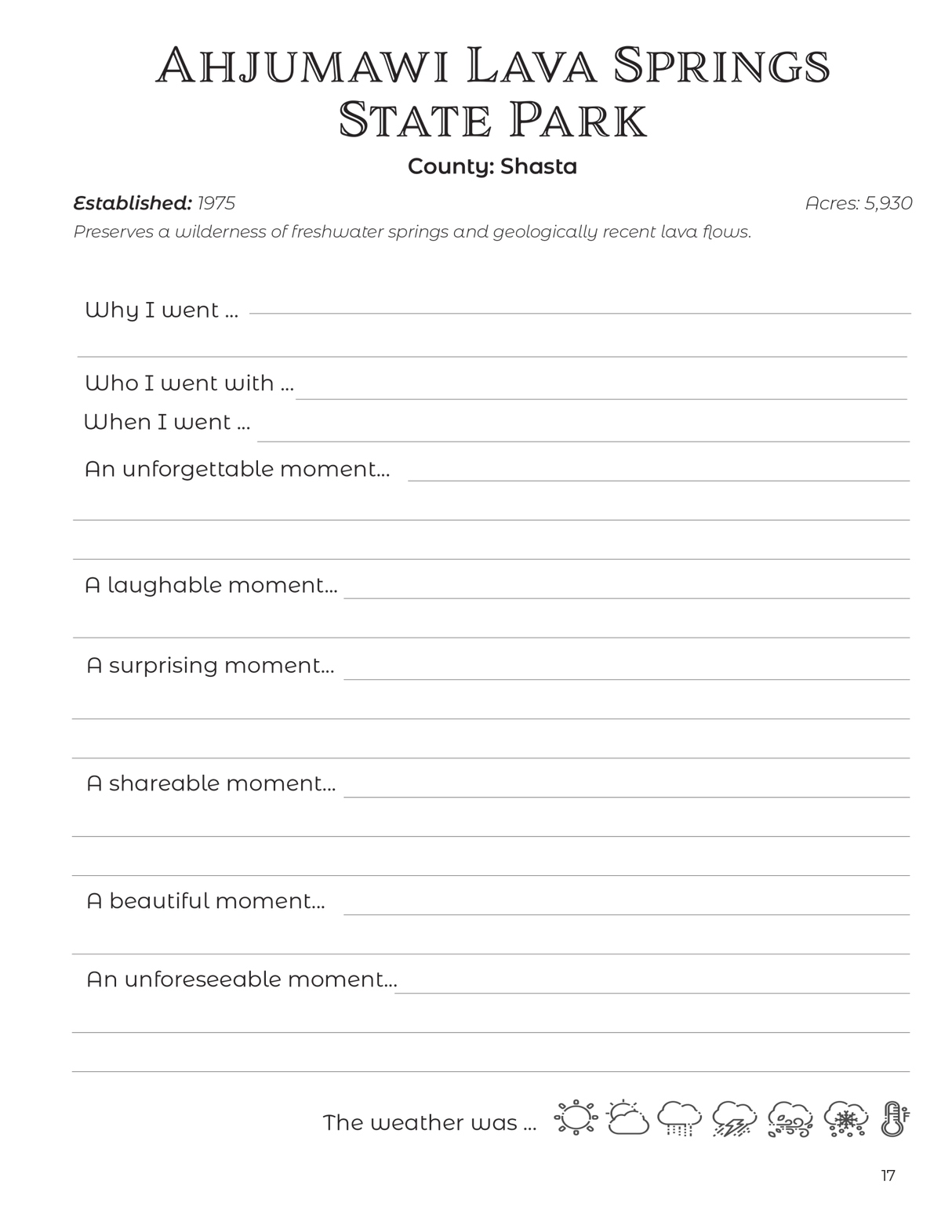 California State Parks - Adventure Planning Journal
